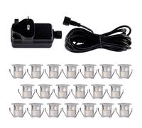 firstchoicelighting Set of 20-30mm LED Decking Plinth Ground Light Kit, Stainless Steel, Cool White 6500K, IP67 Waterproof Recessed Outdoor Garden Bathroom Kitchen