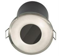 firstchoicelighting Set of 24 Brushed Steel GU10 Fir Recessed Downlights, IP65 Bathroom Kitchen Ceiling Spots, LED Compatible