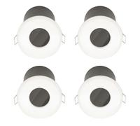 firstchoicelighting Set of 4 White GU10 Fire Rated Recessed Downlights, IP65 Bathroom Kitchen Ceiling Spots, LED Compatible