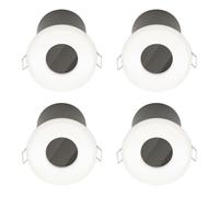 firstchoicelighting Set of 4 White GU10 Fire Rated Recessed Downlights, IP65 Bathroom Kitchen Ceiling Spots, LED Compatible