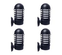 First Choice Lighting Set of 4 Mason - Black Louvred Outdoor Wall Lights First Choice Lighting Black
