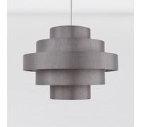 First Choice Lighting Silver Grey Faux Silk 5 Tier Light Shade First Choice Lighting Silver