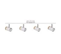 First Choice Lighting Stratton - White With Wood Detail Four Way Spotlight