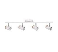 First Choice Lighting Stratton - White with Wood Detail Four Way Spotlight First Choice Lighting White