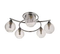 First Choice Lighting Tatton - Chrome with Ribbed Glass 5 Light Flush Ceiling Light in Silver First Choice Lighting Silver