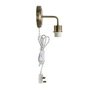 Antique Brass Plug in Wall Light or Reading Bedside Lamp, Inline On/Off Switch, 3 Pin, Fitting Only