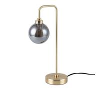 First Choice Lighting Toner Satin Brass With Smoked Glass Globe Table Lamp