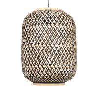 firstchoicelighting Natural Bamboo Weave Ceiling Lightshade, Wicker Cane Easy Fit Pendant Shade, No Wiring Required, Height 37 cm Diameter 27 cm