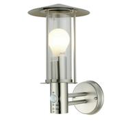 firstchoicelighting Stainless Steel Outdoor Motion Sensor Wall Light, Modern Lantern Design Garden Porch Security IP44 Rated, LED Compatible