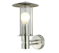 firstchoicelighting Stainless Steel Outdoor Motion Sensor Wall Light, Modern Lantern Design Garden Porch Security Light, IP44 Rated, LED Compatible