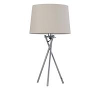First Choice Lighting Tripod - Chrome Lamp with Natural Linen Shade in Silver First Choice Lighting Silver