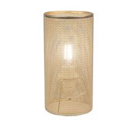 firstchoicelighting Gold Cylinder Table Lamp or Bedside Light, Retro Industrial Mesh Design, 20cm Height, LED Compatible