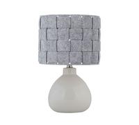 First Choice Lighting Tuscan - White Ceramic Lamp with Grey Felt Shade First Choice Lighting White