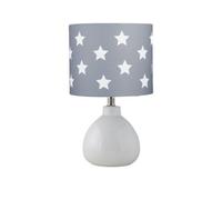 First Choice Lighting Tuscan White Ceramic Lamp With Grey & White Stars Shade