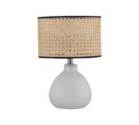 First Choice Lighting Tuscan - White Ceramic Lamp with Natural Cane Shade First Choice Lighting White