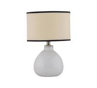 First Choice Lighting Tuscan - White Ceramic Lamp with Natural Rattan Shade First Choice Lighting White