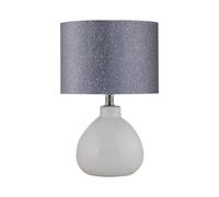 First Choice Lighting Tuscan - White Ceramic Lamp with Silver Grey Glitter Shade First Choice Lighting White