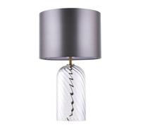 First Choice Lighting Valetta - Clear Ribbed Glass 54Cm Table Lamp With Satin Silver Shade