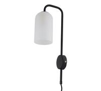 First Choice Lighting Victoria - Black Plug In Wall Light With Frosted Glass Shade