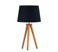 First Choice Lighting Voyage - Dark Oak Table Lamp or Bedside Light with Black Shade in Brown First Choice Lighting Brown