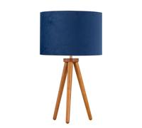 First Choice Lighting Voyage - Dark Oak Table Lamp or Bedside Light with Blue Velvet Shade in Brown First Choice Lighting Brown
