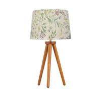 First Choice Lighting Voyage - Dark Oak Table Lamp or Bedside Light with Floral Shade in Brown First Choice Lighting Brown