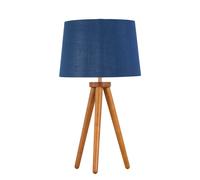 First Choice Lighting Voyage - Dark Oak Table Lamp or Bedside Light with Navy & Silver Shade in Brown First Choice Lighting Brown