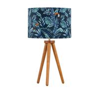 First Choice Lighting Voyage - Dark Oak Table Lamp Or Bedside Light With Toucan Velvet Shade