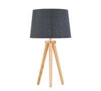 First Choice Lighting Voyage - Light Oak Table Lamp Bedside Light With Grey & Silver Shade