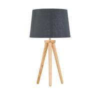 First Choice Lighting Voyage - Light Oak Table Lamp Bedside Light with Grey & Silver Shade in Brown First Choice Lighting Brown