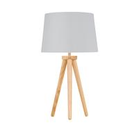 First Choice Lighting Voyage - Light Oak Table Lamp Bedside Light with White & Silver Shade in Brown First Choice Lighting Brown