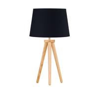 First Choice Lighting Voyage - Light Oak Table Lamp or Bedside Light with Black Shade in Brown First Choice Lighting Brown