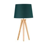 First Choice Lighting Voyage - Light Oak Table Lamp or Bedside Light with Dark Green Shade in Brown First Choice Lighting Brown