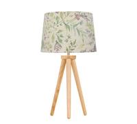 First Choice Lighting Voyage - Light Oak Table Lamp Or Bedside Light With Floral Shade