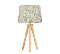 First Choice Lighting Voyage - Light Oak Table Lamp or Bedside Light with Floral Shade in Brown First Choice Lighting Brown