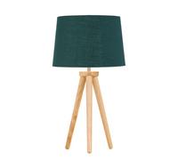First Choice Lighting Voyage - Light Oak Table Lamp Or Bedside Light With Green & Gold Shade