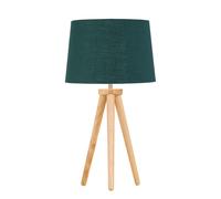 First Choice Lighting Voyage - Light Oak Table Lamp or Bedside Light with Green & Gold Shade in Brown First Choice Lighting Brown