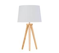 First Choice Lighting Voyage - Light Oak Table Lamp or Bedside Light with White & Gold Shade in Brown First Choice Lighting Brown