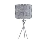 First Choice Lighting Warner - Chrome Tripod Table Lamp with Grey Pleated Felt Shade in Silver First Choice Lighting Silver
