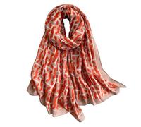 First Choose Cotton Linen Feeling Women Large Long Scarf Shawl Check Style Sunscreen Shawls Wraps Lightweight Pattern, Greyred-letters, 70.87 inches x 35.43 inches