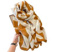 First Choose Cotton Linen Feeling Women Large Long Scarf Shawl Check Style Sunscreen Shawls Wraps Lightweight Pattern, Yellow-camellia, Large