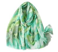 First Choose Cotton Linen Feeling Women Large Long Scarf Shawl Check Style Sunscreen Shawls Wraps Lightweight Pattern, Green-yellow, Large