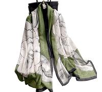 First Choose Cotton Linen Feeling Women Large Long Scarf Shawl Check Style Sunscreen Shawls Wraps Lightweight Pattern, Light Green-black, Large