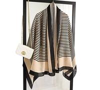 First Choose Cotton Linen Feeling Women Large Long Scarf Shawl Check Style Sunscreen Shawls Wraps Lightweight Pattern, Beige-black Stripes, Large