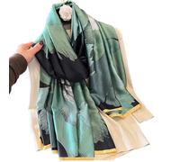 First Choose Silk Feeling Long Satin Scarf Fashion Beach Scarf Shawl Check Style Sunscreen Shawls Wraps-Lightweight Pattern, Aqua, Large