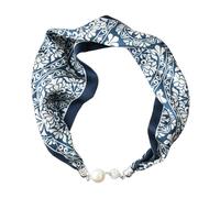 First Choose Silk Felling Magnetic Buckle with Rhinestone Small Neckerchief Clavicle Collar Headpiece Pendant Scarf for Women, Blue_white, 55 x 15 cm