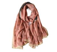 First Choose - Women's Cotton Linen Shawl Lightweight Plaid Shawl, Pink Letters, Grande