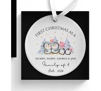 First Christmas as a Family of Four Decoration 2026 - Personalised Ceramic Bauble - Baby's 1st Xmas Tree Ornament