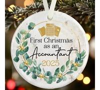 First Christmas as an Accountant Ornament - Gift Boxed Personalised Ceramic Bauble with Name & Year - Accountant Graduation Gift - Custom Xmas Decoration Keepsake for Finance Professionals