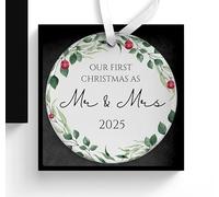 First Christmas As Mr and Mrs Bauble, 1st Xmas Married Decoration, Wedding Gift for Couples, Newly Wed Keepsake, Hanging Ceramic Ornament